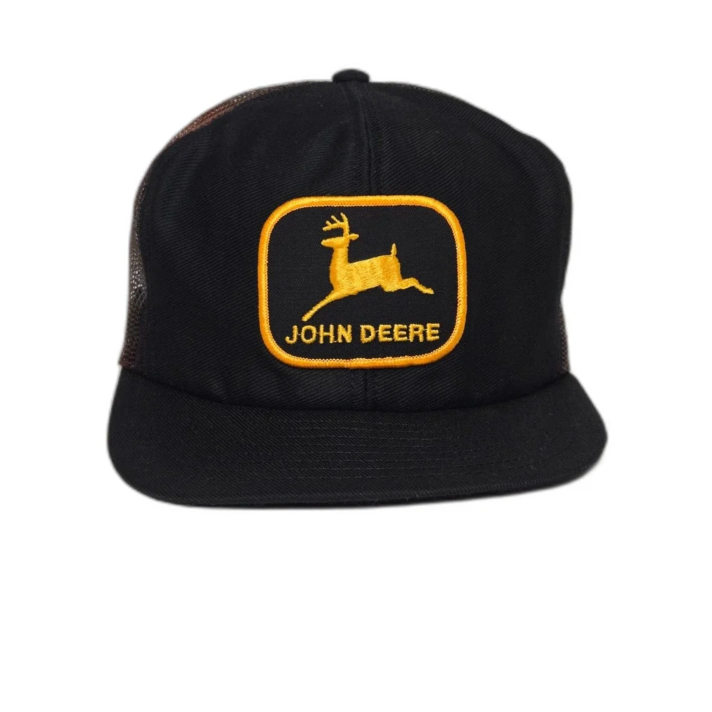 Vintage John Deere 6-Panel Trucker Hat | Louisville Mfg Co Black | USA Made